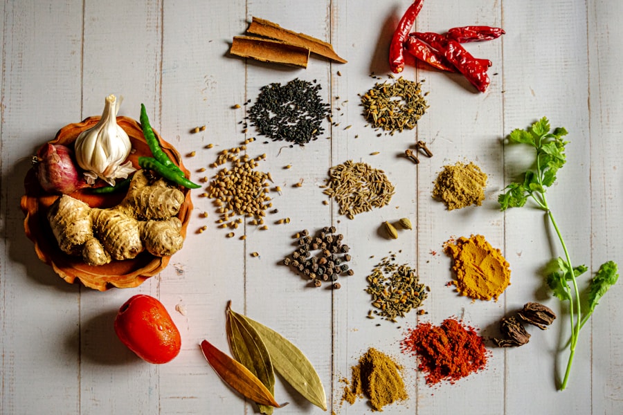 Traditional South Indian spices and fresh ingredients